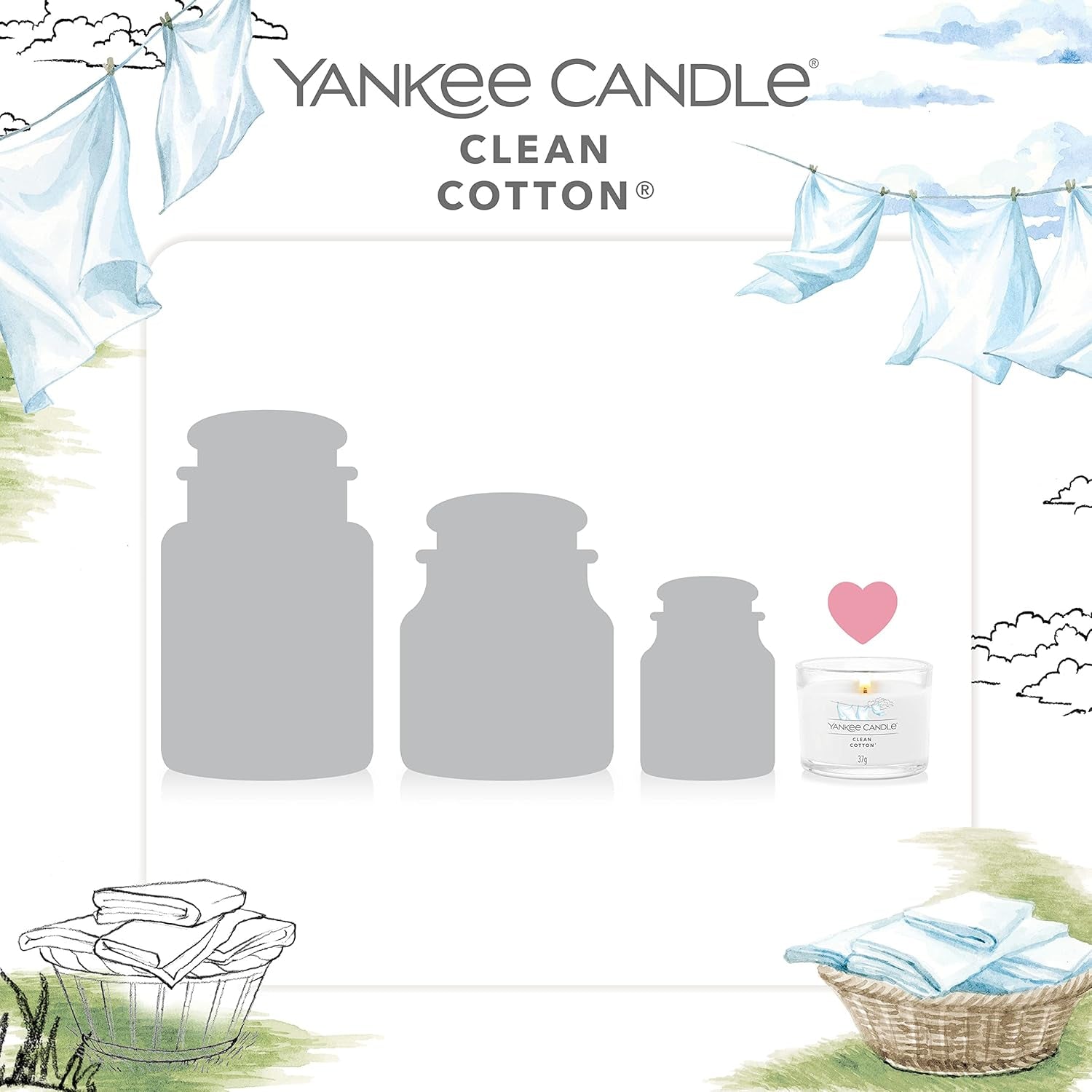 Scented Candles Gift Set, Clean Cotton Filled Votive Candles, Soy Blend Wax Mix, 3 Count