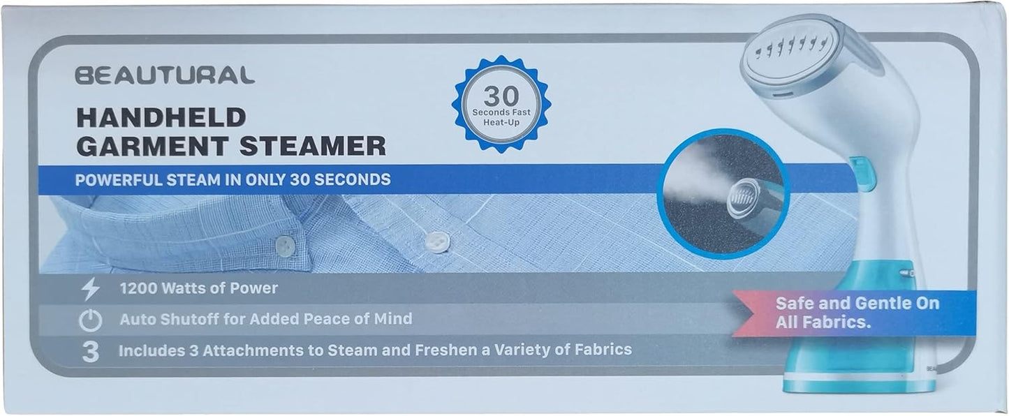 Clothes Steamer, Portable Handheld Steamer, Garment Fabric Wrinkles Remover, 30-Second Fast Heat-Up, Auto-Off, Large Detachable Water Tank