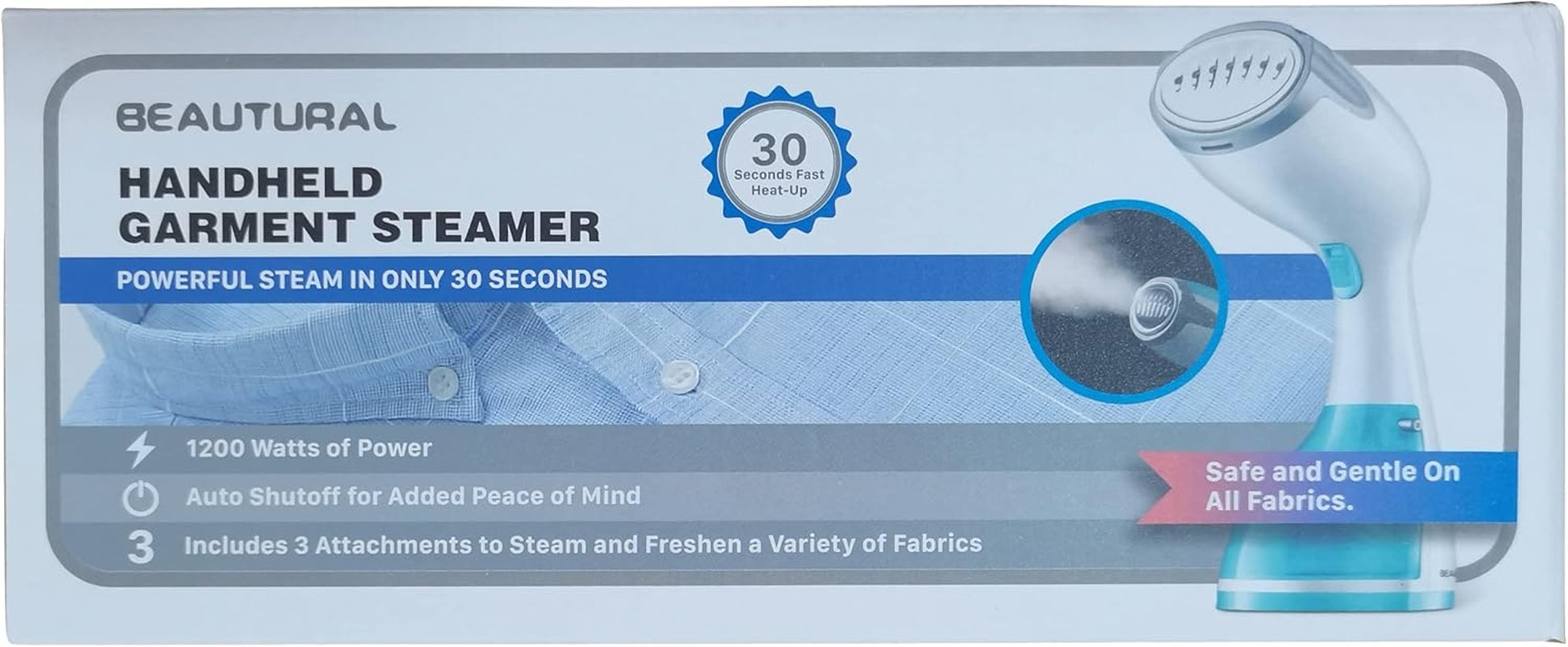 Clothes Steamer, Portable Handheld Steamer, Garment Fabric Wrinkles Remover, 30-Second Fast Heat-Up, Auto-Off, Large Detachable Water Tank