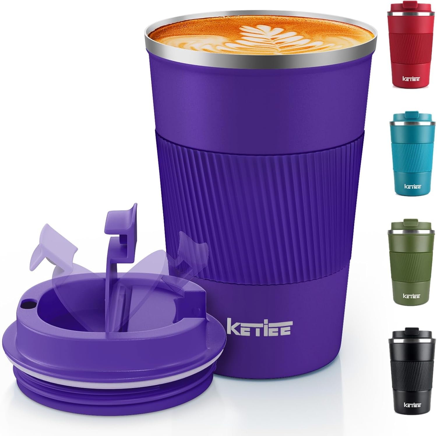 Travel Mugs, 380Ml Insulated Coffee Cup with Leakproof Lid,Reusable Coffee Cups Travel Cup,Coffee Travel Mug,Double Walled Coffee Mug,Stainless Steel Thermaol Mug for Hot Cold Drinks,Blue