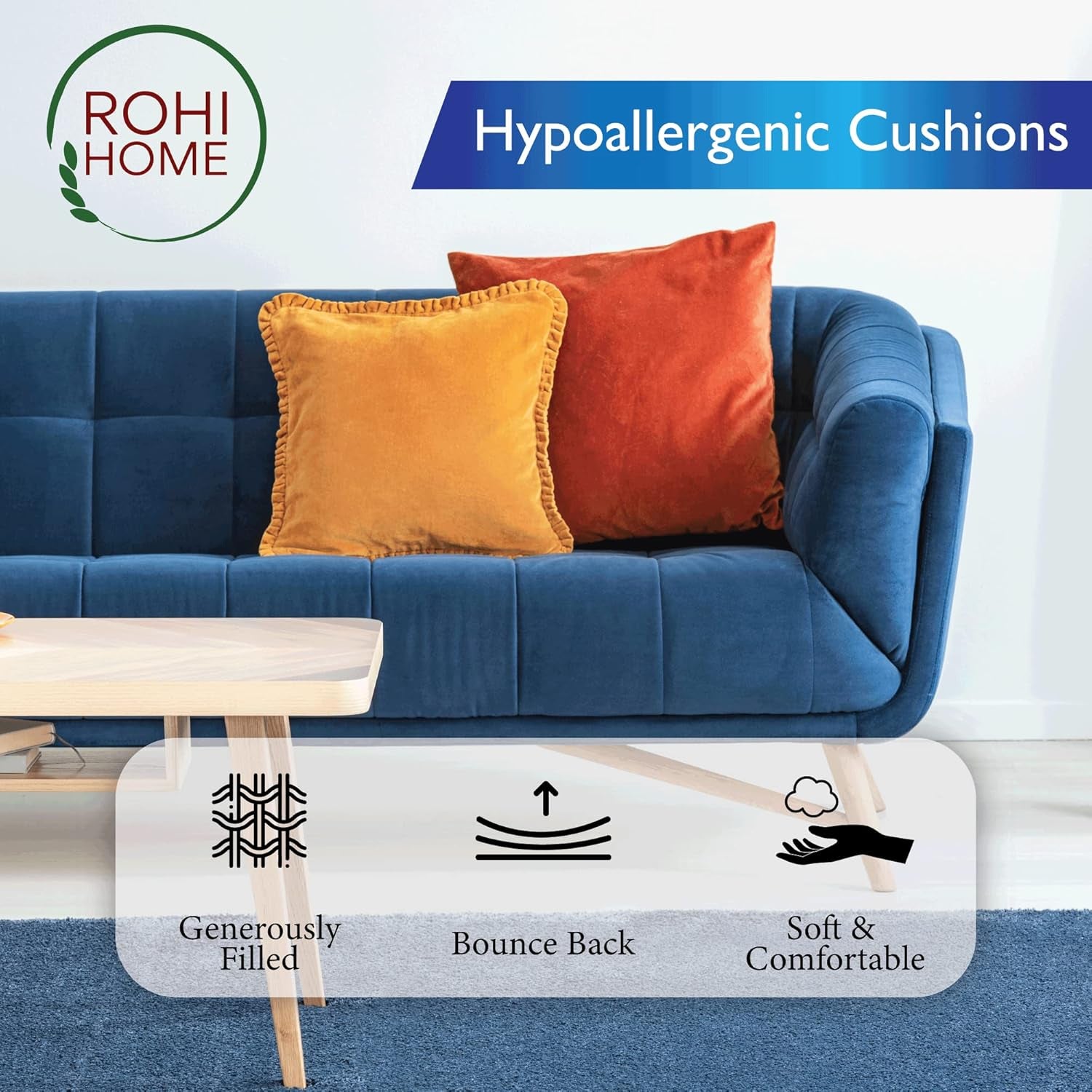 Set of 4 Hypoallergic Cushion Pads 45Cm X 45Cm - White Polyster Square Cushions - Standard Stuffer Pack of Cushion Inserts 45Cm X 45Cm (Pack of 4 | 18"X18")