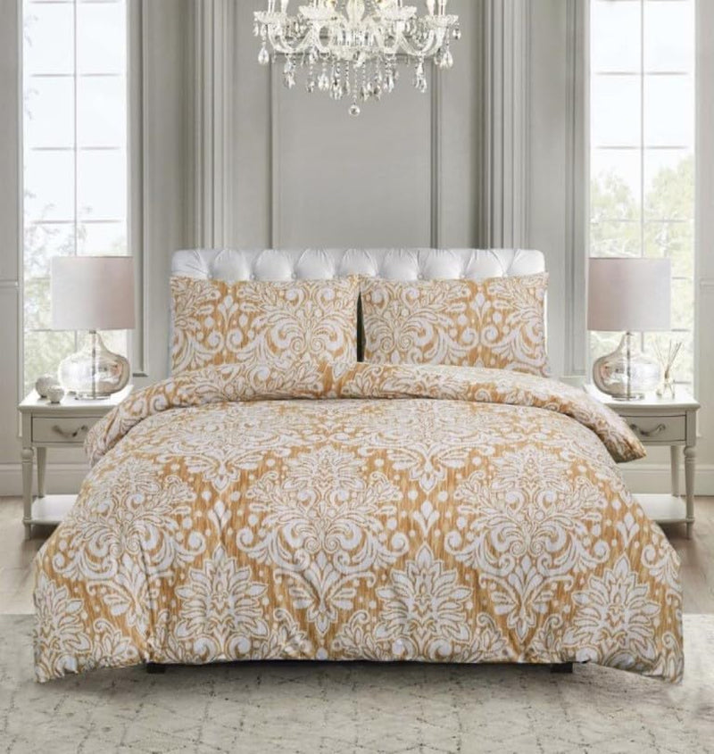 Best Linen 4 Piece Duvet Cover Set Polyester Cotton Quilt Cover Pillow Case & Fitted Sheet Complete Bedding Set Easy Care Machine Wash anti Allergic (Floral Grey, Double) (Duvetcover001)