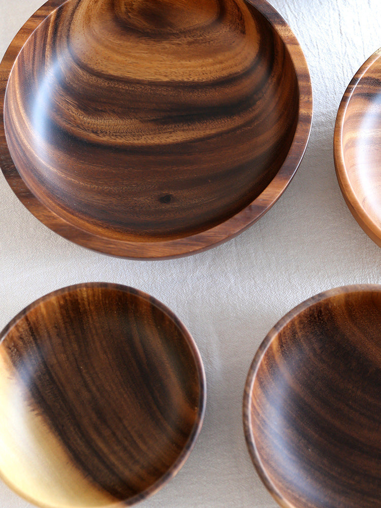 Natural Wooden Salad & Fruit Bowl, Durable Kitchen Serving Dish for Home & Restaurant