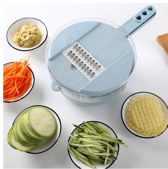 8-in-1 Mandoline Slicer & Grater – Veg Cutter, Peeler, & Strainer