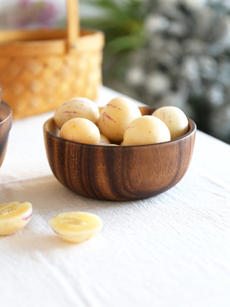 Natural Wooden Salad & Fruit Bowl, Durable Kitchen Serving Dish for Home & Restaurant
