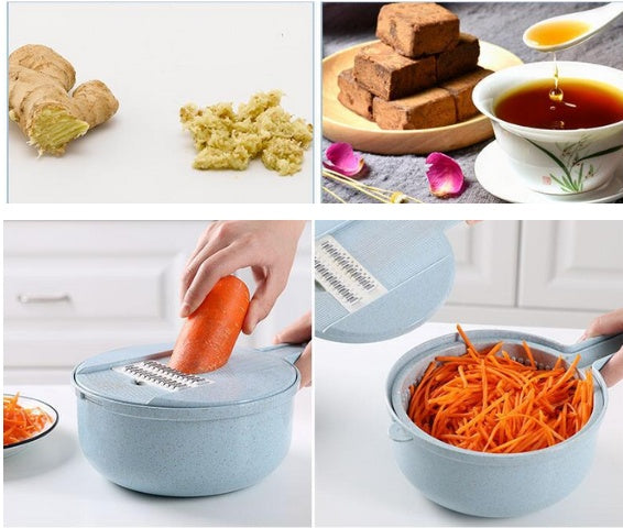 8-in-1 Mandoline Slicer & Grater – Veg Cutter, Peeler, & Strainer