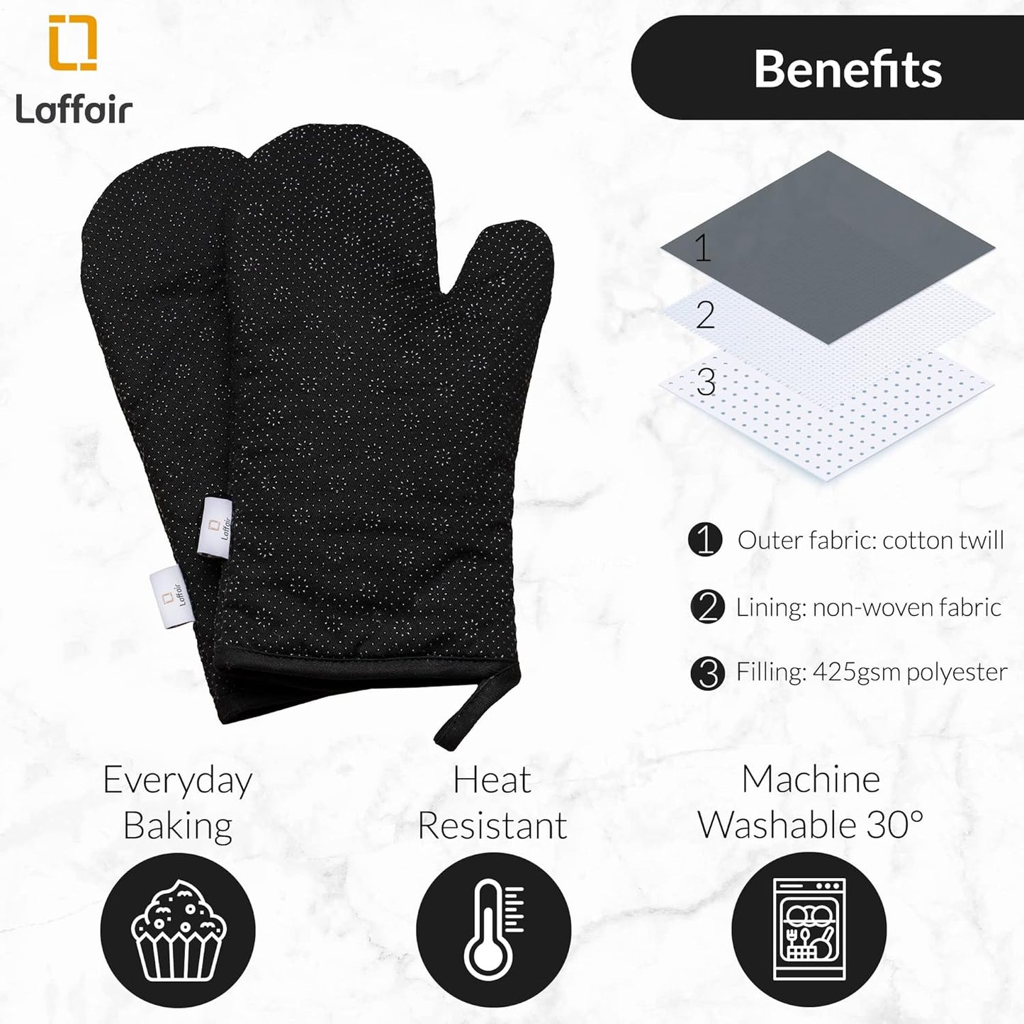 Oven Mitts Premium Non-Slip Silicone Oven Gloves Heat Resistant - Oven Mitt Stylish & Versatile Kitchen Protection Oven Mitts Heat Resistant Black