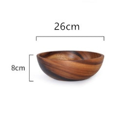 Natural Wooden Salad & Fruit Bowl, Durable Kitchen Serving Dish for Home & Restaurant