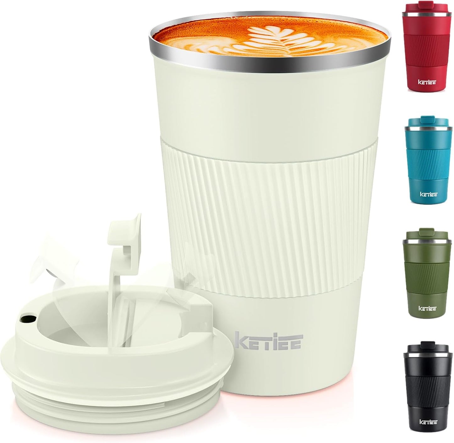 Travel Mugs, 380Ml Insulated Coffee Cup with Leakproof Lid,Reusable Coffee Cups Travel Cup,Coffee Travel Mug,Double Walled Coffee Mug,Stainless Steel Thermaol Mug for Hot Cold Drinks,Blue
