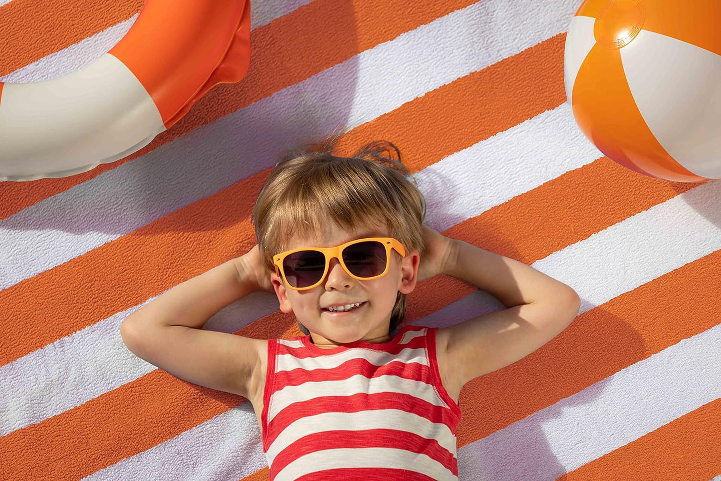 Cabana Stripe Beach Towels (76 X 152 Cm) - 100% Ring Spun Cotton Large Pool Towels, Soft and Quick Dry Swim Towels (Pack of 4) (Blue, Green, Orange & Yellow)