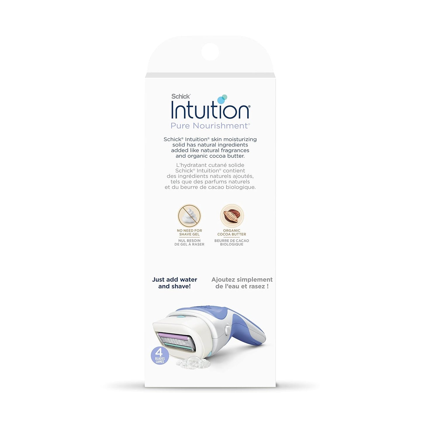 Intuition Pure Nourishment Razor for Women with 2 Moisturizing Razor Blade Refills with Coconut Milk and Almond Oil