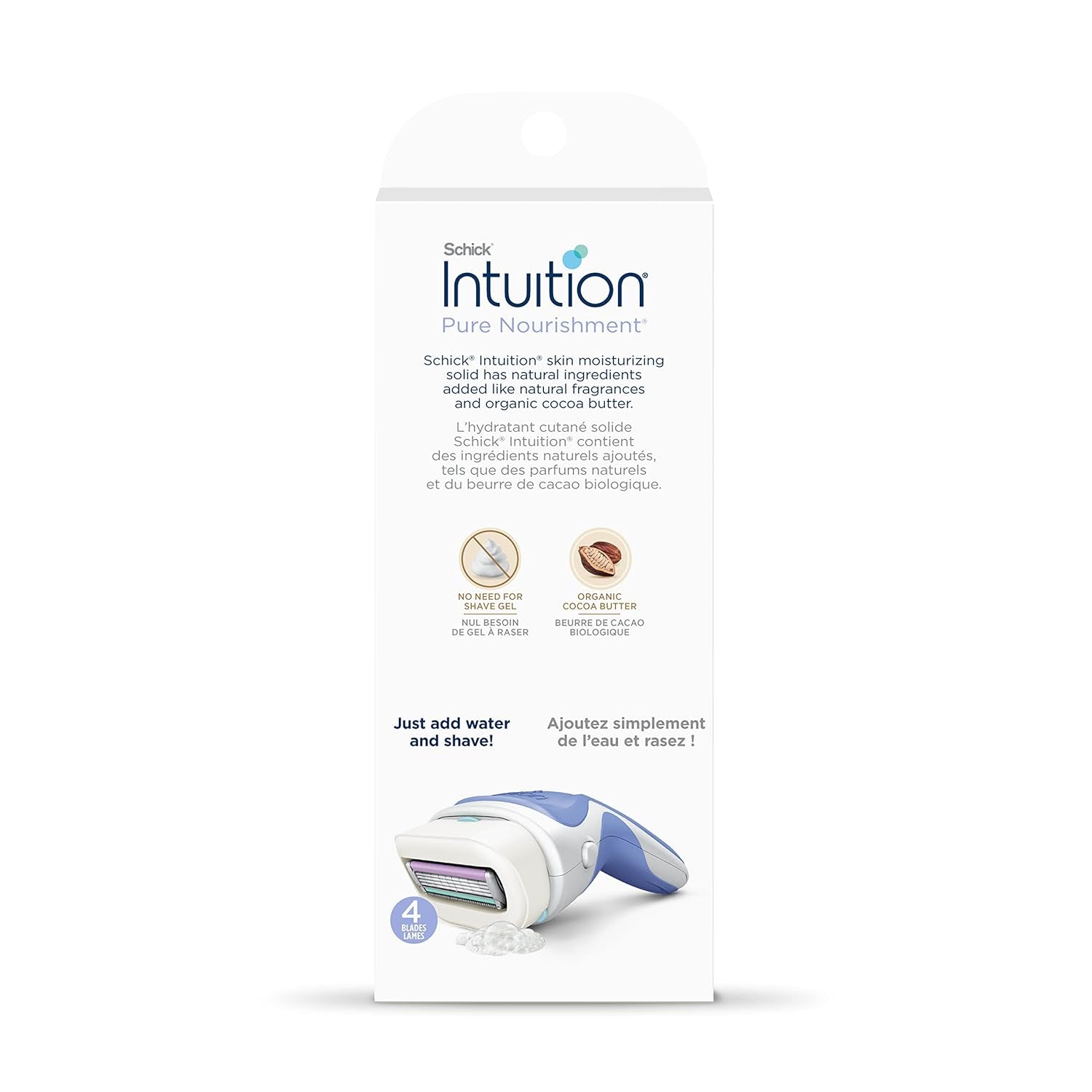 Intuition Pure Nourishment Razor for Women with 2 Moisturizing Razor Blade Refills with Coconut Milk and Almond Oil