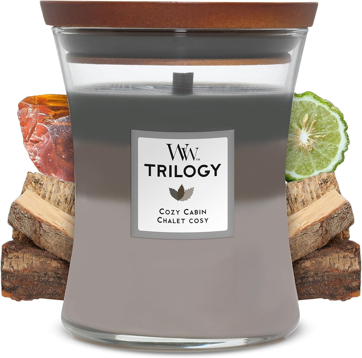 Medium Hourglass Scented Candle , Spiced Blackberry , with Crackling Wick , up to 60 Hours Burn Time
