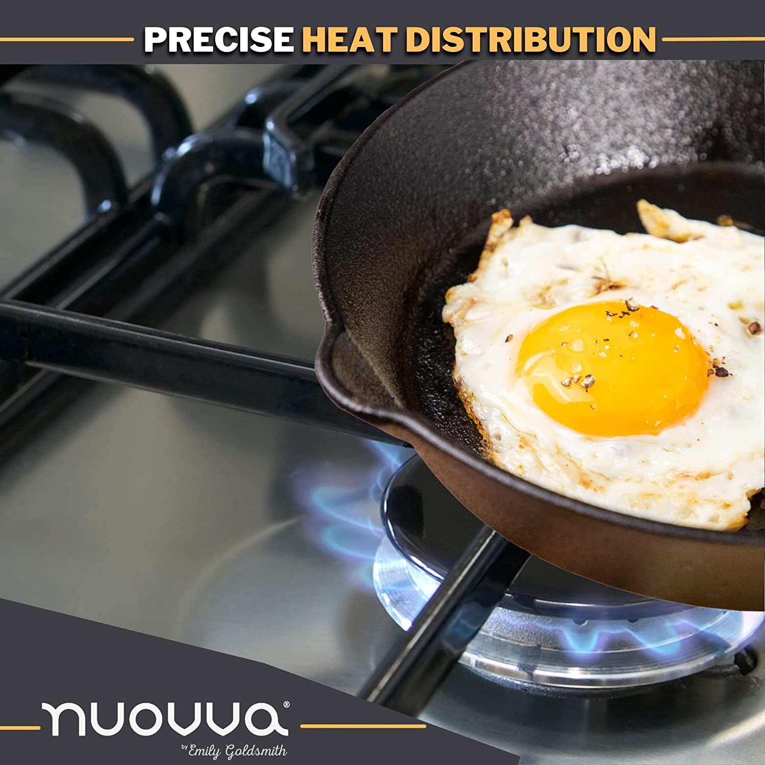 Pre-Seasoned Cast Iron Skillet Frying Pans Oven Safe Cookware for Indoor & Outdoor Use - Grill, Stovetop, Black (3-Piece Chef Set 6-Inch 15Cm, 8-Inch 20Cm, 10-Inch 25Cm)