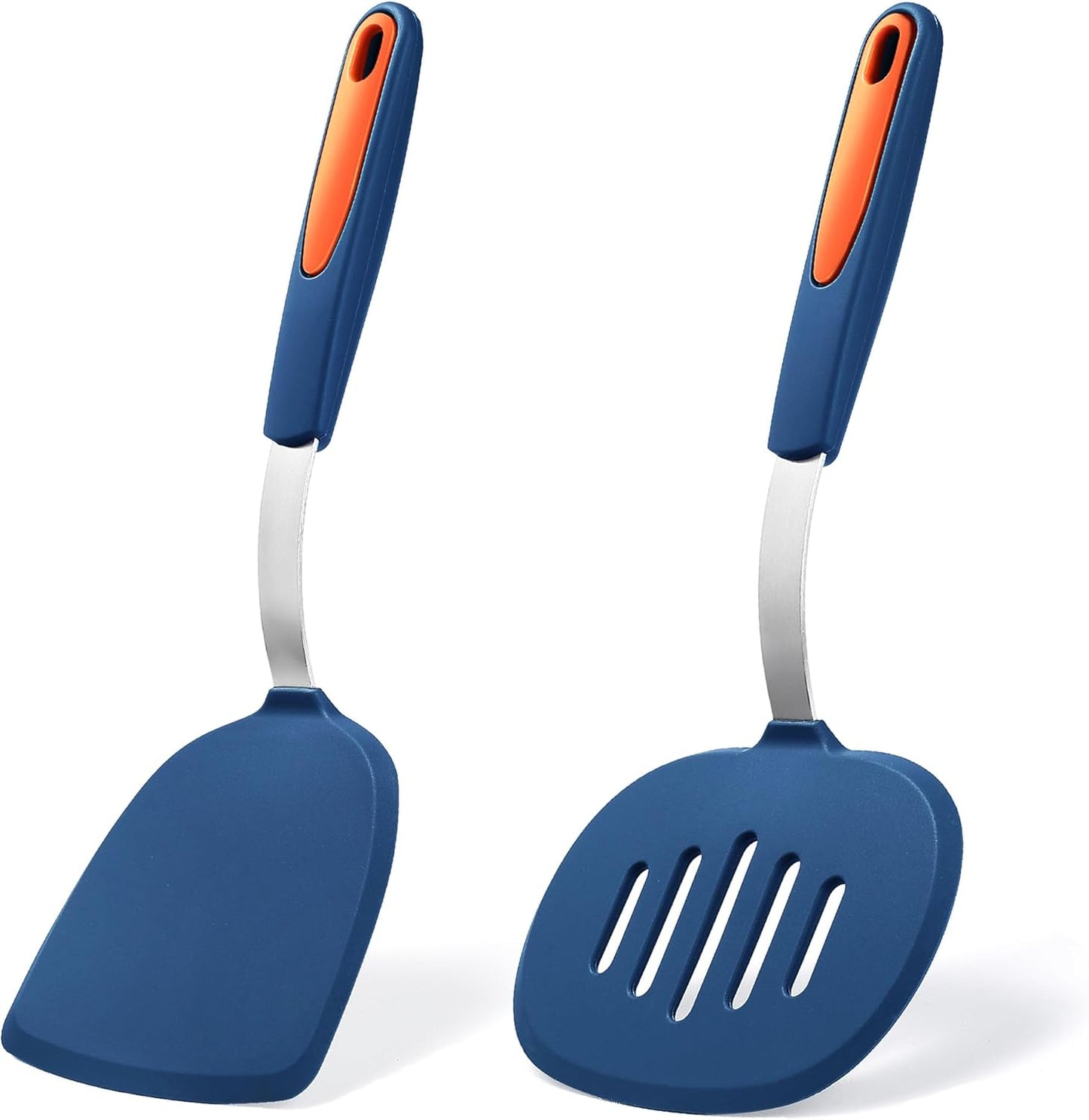 5 Pieces Silicone Spatula Set, BPA Free Silicone Turner Spatulas, Heat Resistance Cooking Utensils, Flip Turner for Fish, Egg, Pancake, Navy Blue