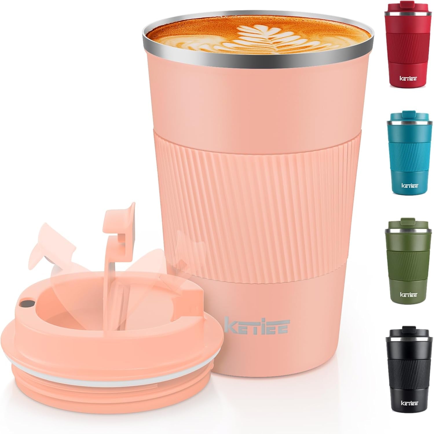 Travel Mugs, 380Ml Insulated Coffee Cup with Leakproof Lid,Reusable Coffee Cups Travel Cup,Coffee Travel Mug,Double Walled Coffee Mug,Stainless Steel Thermaol Mug for Hot Cold Drinks,Blue