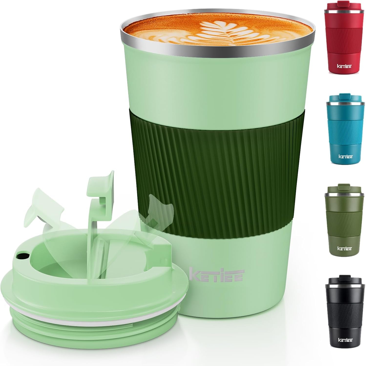 Travel Mugs, 380Ml Insulated Coffee Cup with Leakproof Lid,Reusable Coffee Cups Travel Cup,Coffee Travel Mug,Double Walled Coffee Mug,Stainless Steel Thermaol Mug for Hot Cold Drinks,Blue