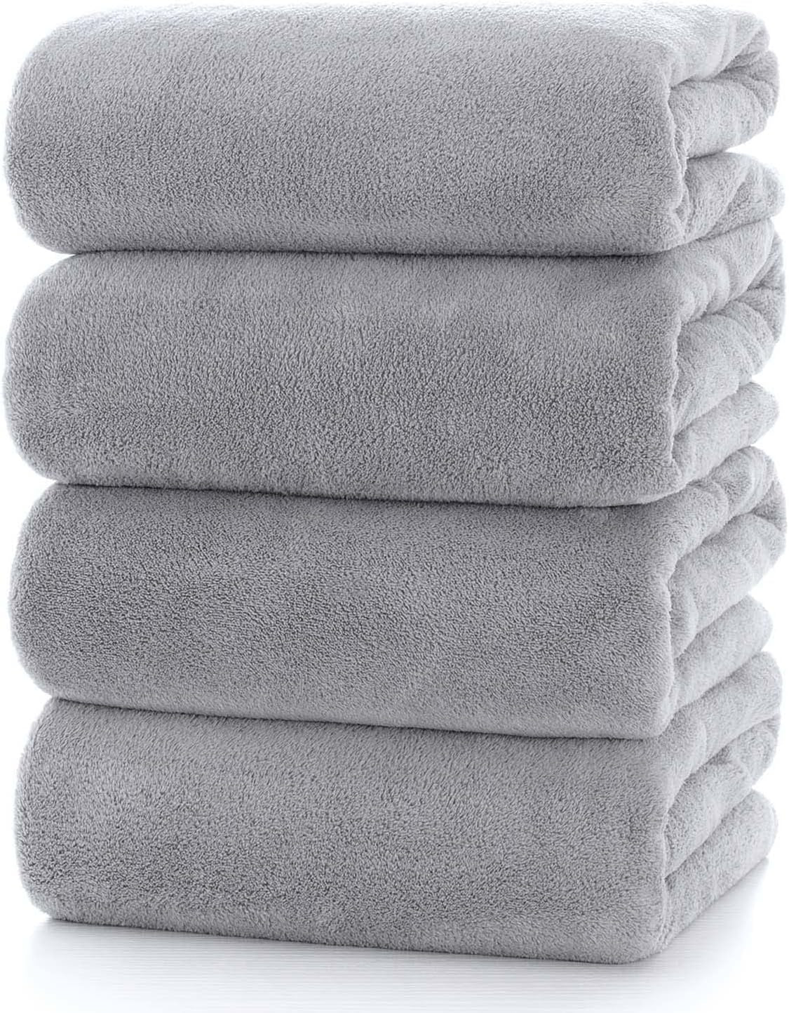 Towels 4-Piece Soft Microfiber Bath Towel Set Incredibly Absorbent Lightweight Quick Dry and Durable, 55" L X 27" W, 4 Pack Multicolour
