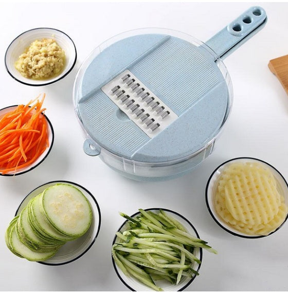 8-in-1 Mandoline Slicer & Grater – Veg Cutter, Peeler, & Strainer