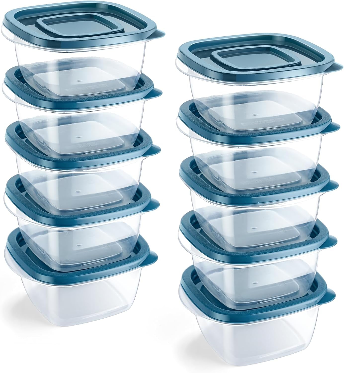 10PCS Rectangle Plastic Portion Box Sets with Lids.Food Storage Box,Container Sets,Food Storage,Food Containers,Plastic Container,Use for School,Work and Travel,500Ml per Box, Blue
