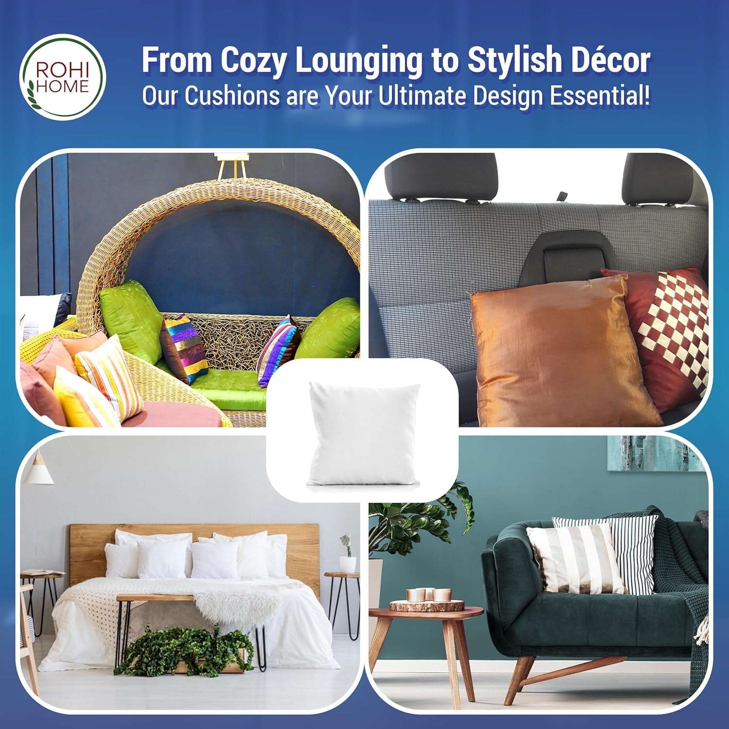 Set of 4 Hypoallergic Cushion Pads 45Cm X 45Cm - White Polyster Square Cushions - Standard Stuffer Pack of Cushion Inserts 45Cm X 45Cm (Pack of 4 | 18"X18")