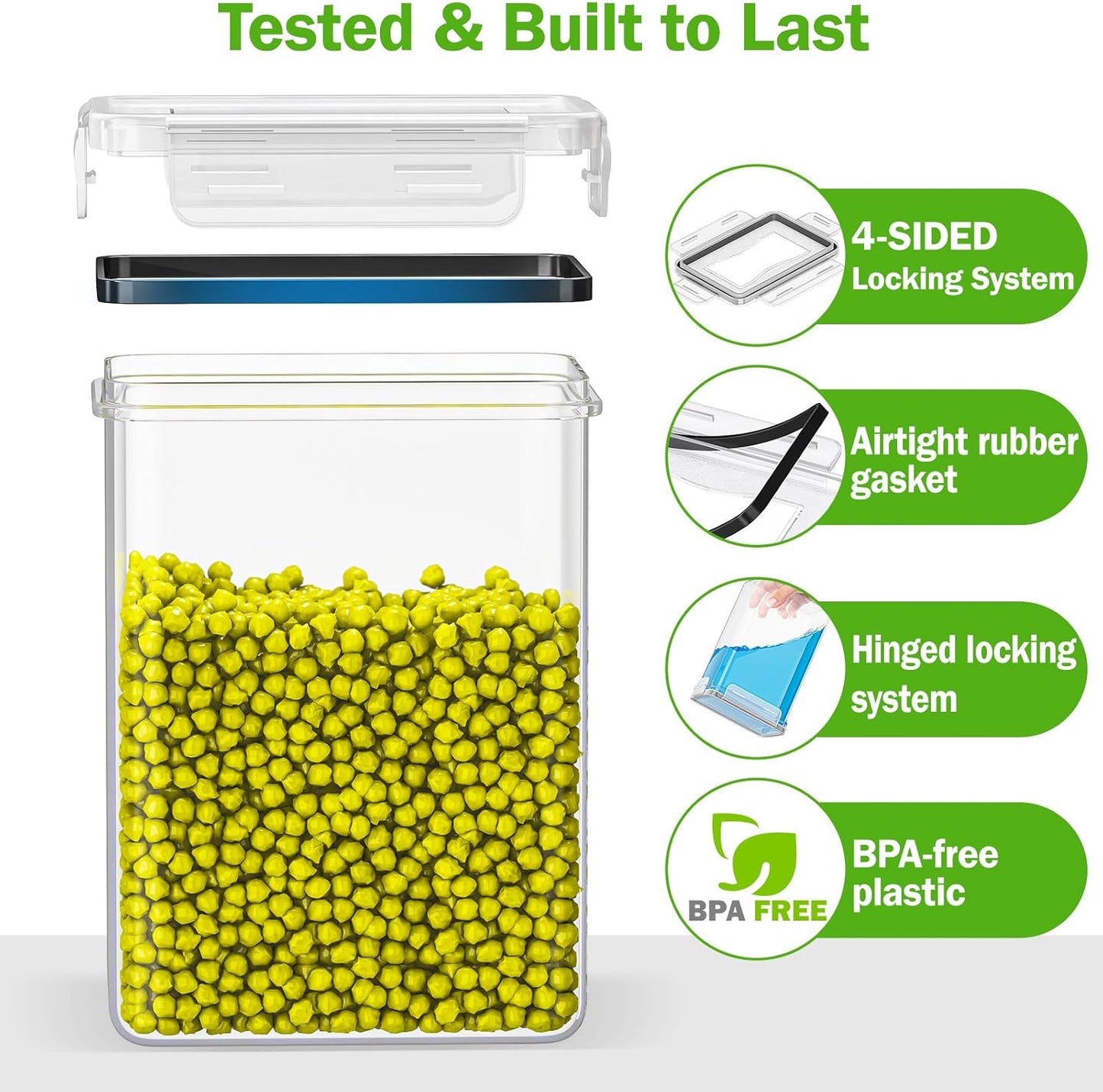 24 Pack Food Storage Containers - BPA Free, Airtight Kitchen Storage for Cereal, Flour, Sugar & Baking Supplies with 24 Labels & 1 Marker