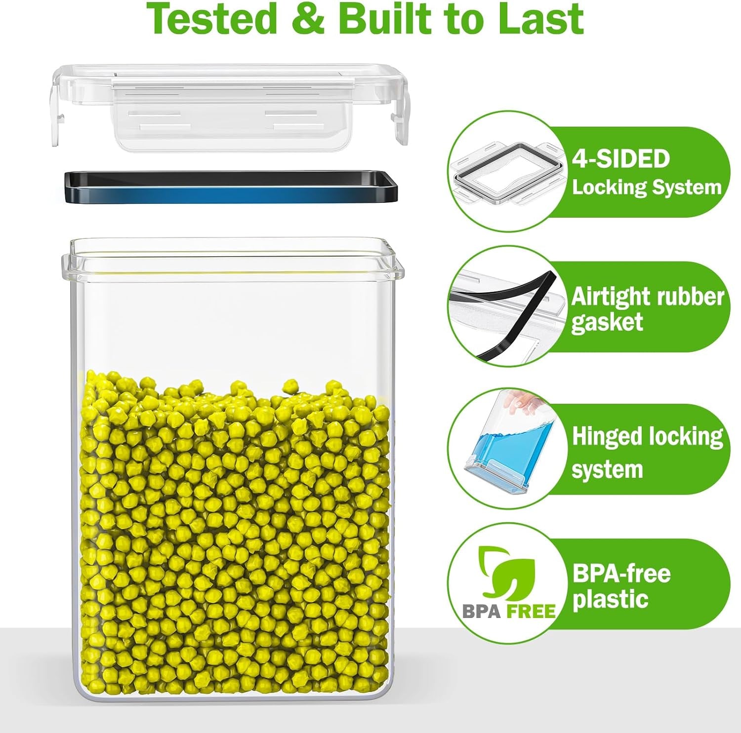 24 Pack Food Storage Containers - BPA Free, Airtight Kitchen Storage for Cereal, Flour, Sugar & Baking Supplies with 24 Labels & 1 Marker