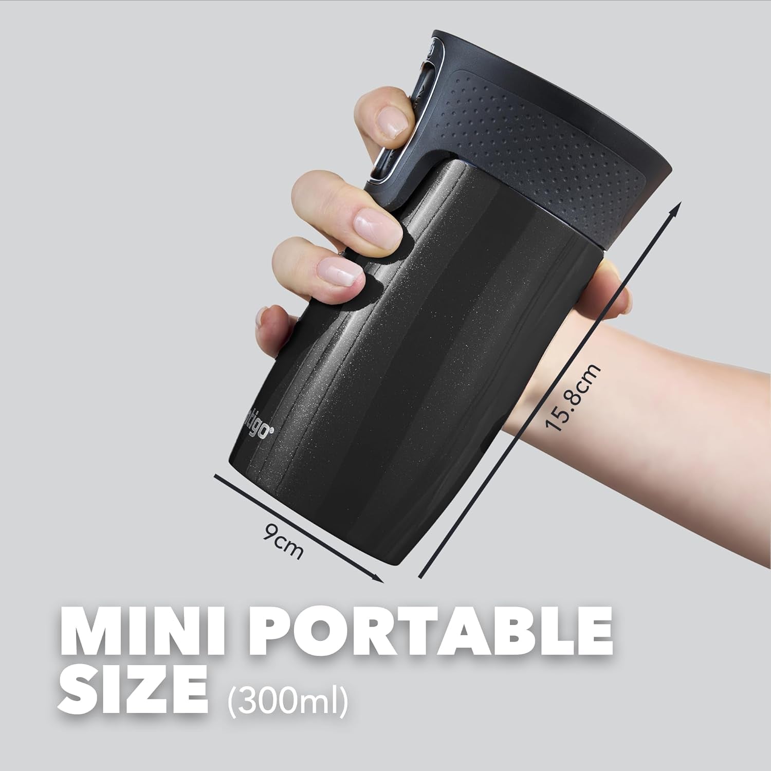 West Loop Mini Autoseal Travel Mug | Stainless Steel Thermal Mug | Vacuum Flask | Leakproof Tumbler | Coffee to Go Mug with BPA Free Easy-Clean Lid | 300 Ml