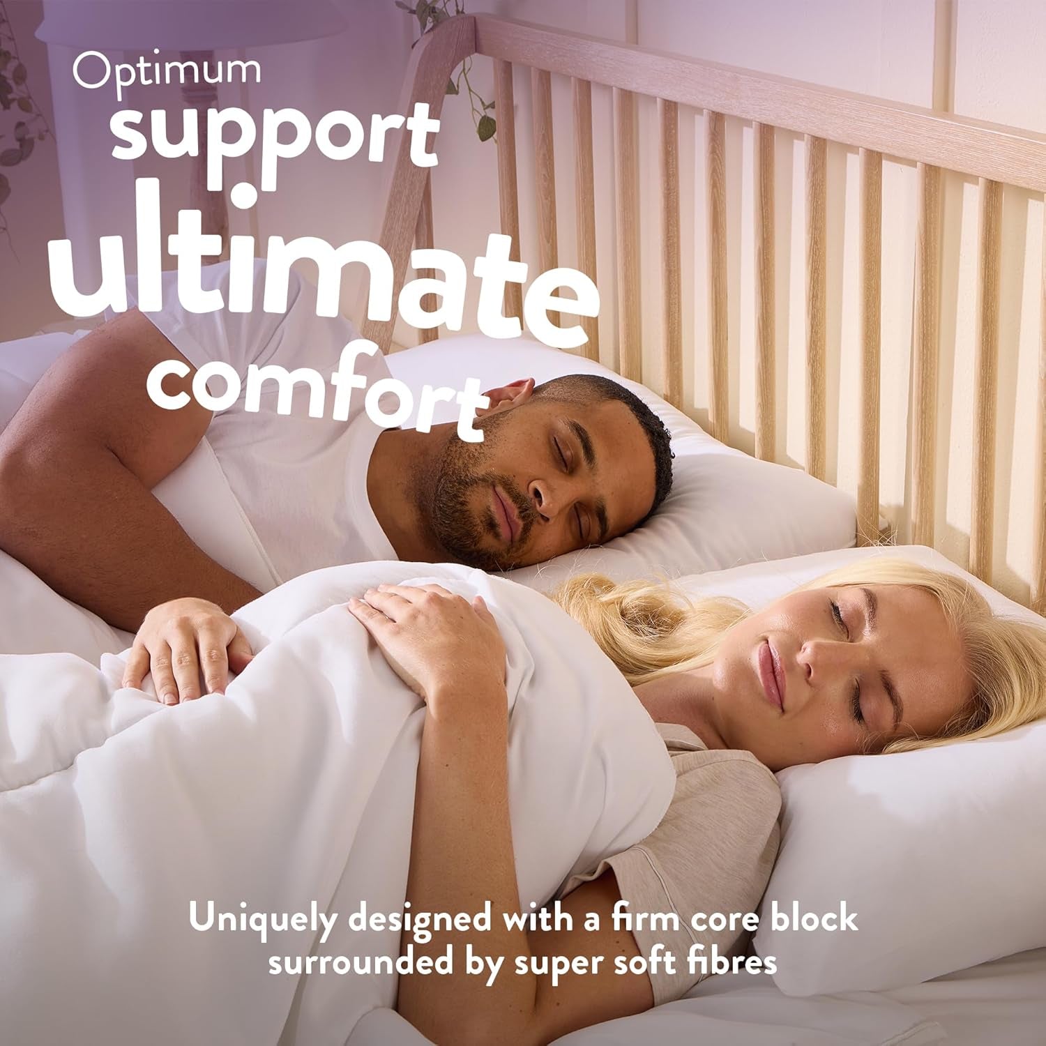 Pillows 4 Pack - Super Support Firm Side Sleeper Bed Pillows for Neck and Shoulder Pain Relief - Comfy & Supportive Pillow, Hypoallergenic, Made in the UK, Standard Size (48Cm X 74Cm)