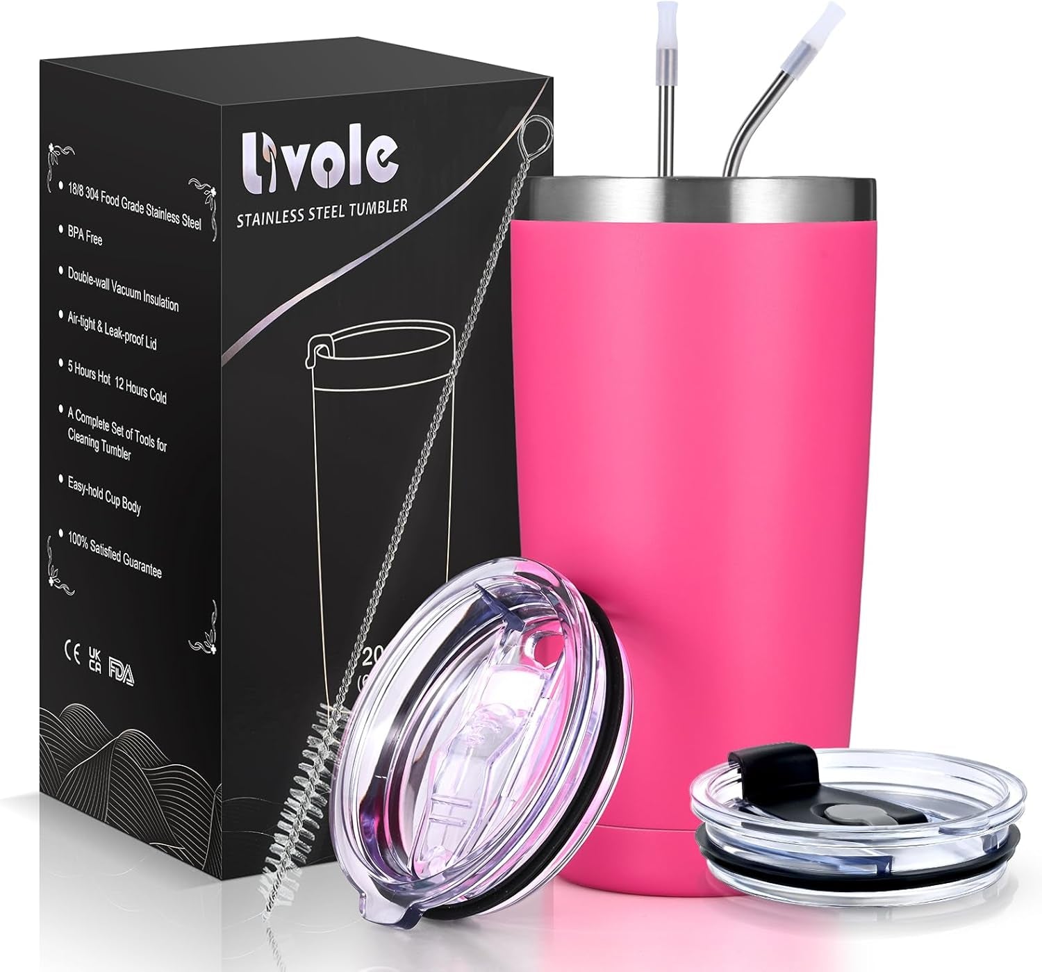 30Oz 900Ml Travel Tumbler with Handle, Insulated Vacuum Travel Coffee Mug, Stainless Steel Water Bottle Flask, Double Walled Leakproof Thermal Mug for Camping, Sports, Office, Home, Light Pink