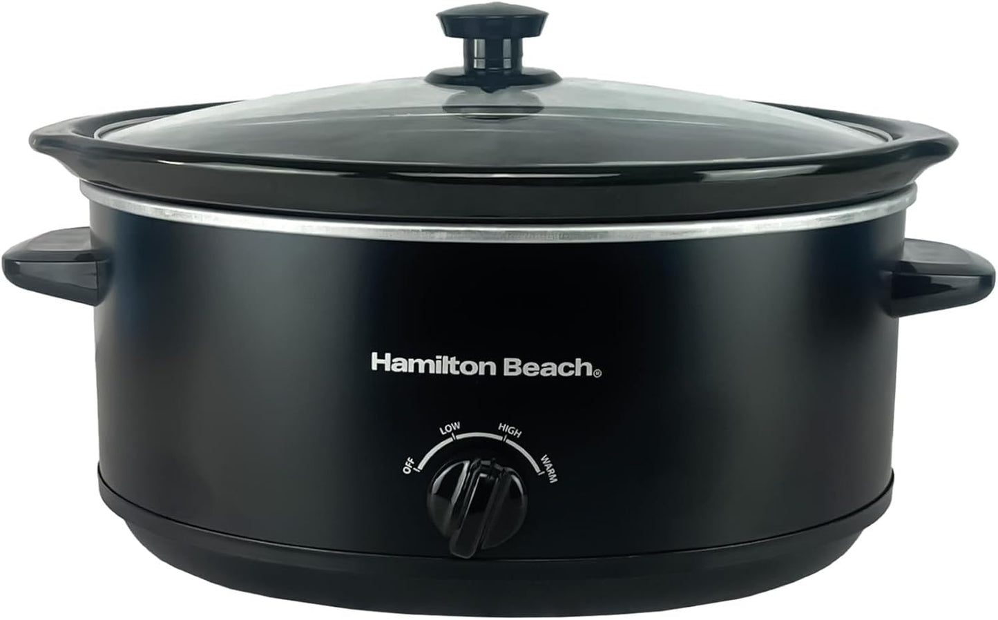 6.5L Slow Cooker, Removable Easy-Clean Ceramic Bowl, 3 Settings, Serves 6-8 People, Energy-Efficient - HBSC070B, Black