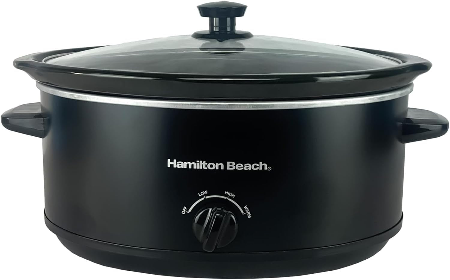 6.5L Slow Cooker, Removable Easy-Clean Ceramic Bowl, 3 Settings, Serves 6-8 People, Energy-Efficient - HBSC070B, Black