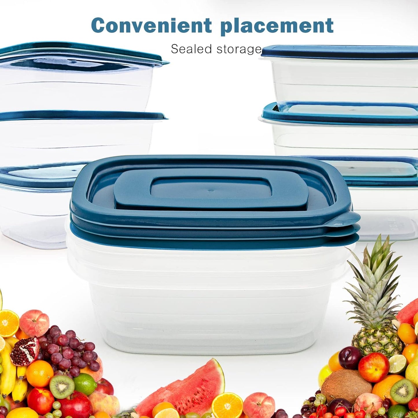 10PCS Rectangle Plastic Portion Box Sets with Lids.Food Storage Box,Container Sets,Food Storage,Food Containers,Plastic Container,Use for School,Work and Travel,500Ml per Box, Blue