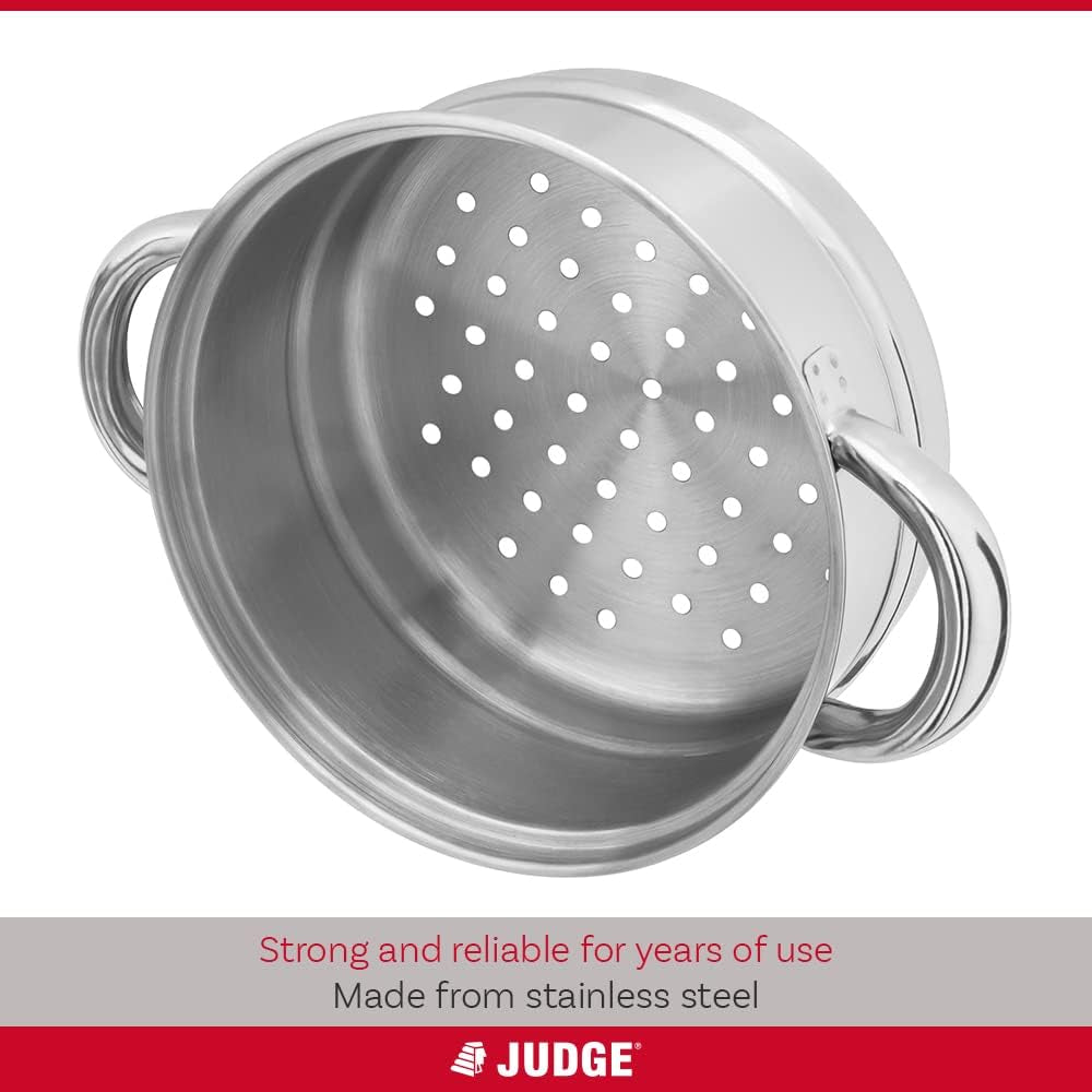 Essential 3-Tier Stainless Steel Steamer - Thermic Base & Vented Glass Lid, Oven-Safe Vegetable Steam Cooker with Cool Handles – Energy-Efficient, Induction Ready Healthy Steamer Cooking – 16Cm