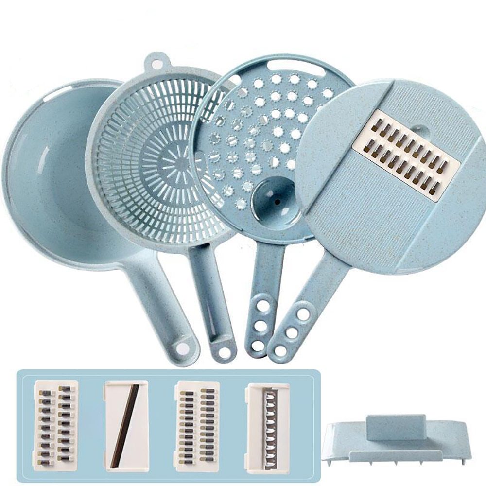 8-in-1 Mandoline Slicer & Grater – Veg Cutter, Peeler, & Strainer