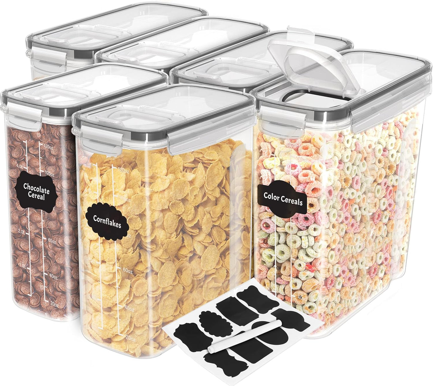 Cereal Storage Container (Set of 3) – BPA Free Plastic – Airtight Kitchen Storage Containers -Dry Food Storage – Cereal Dispenser for Kitchen & Pantry