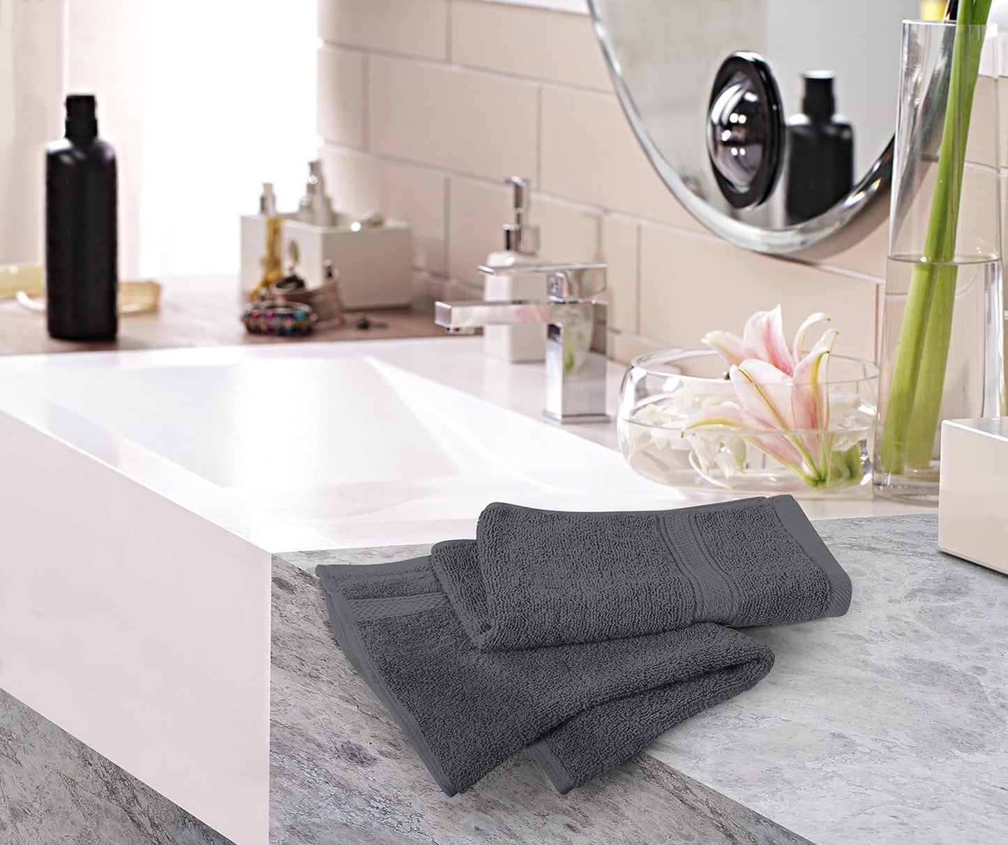 - Premium Hand Towels - 100% Combed Ring Spun Cotton, Ultra Soft and Highly Absorbent, Extra Large Thick Hand Towels 41 X 71 Cm, Hotel & Spa Quality Hand Towels (6-Pack) (Grey)
