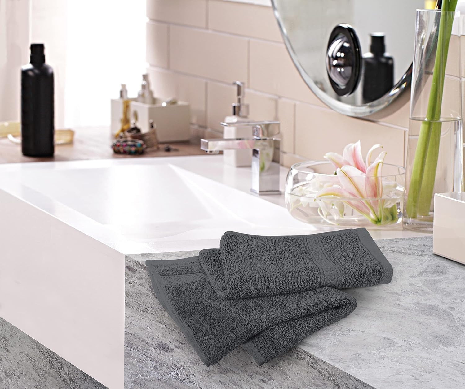 - Premium Hand Towels - 100% Combed Ring Spun Cotton, Ultra Soft and Highly Absorbent, Extra Large Thick Hand Towels 41 X 71 Cm, Hotel & Spa Quality Hand Towels (6-Pack) (Grey)