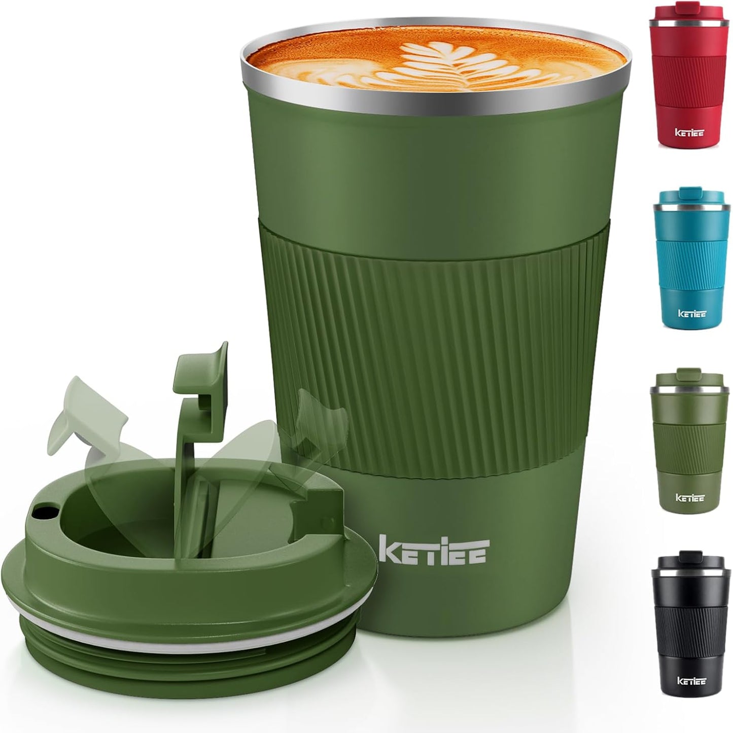 Travel Mugs, 380Ml Insulated Coffee Cup with Leakproof Lid,Reusable Coffee Cups Travel Cup,Coffee Travel Mug,Double Walled Coffee Mug,Stainless Steel Thermaol Mug for Hot Cold Drinks,Blue