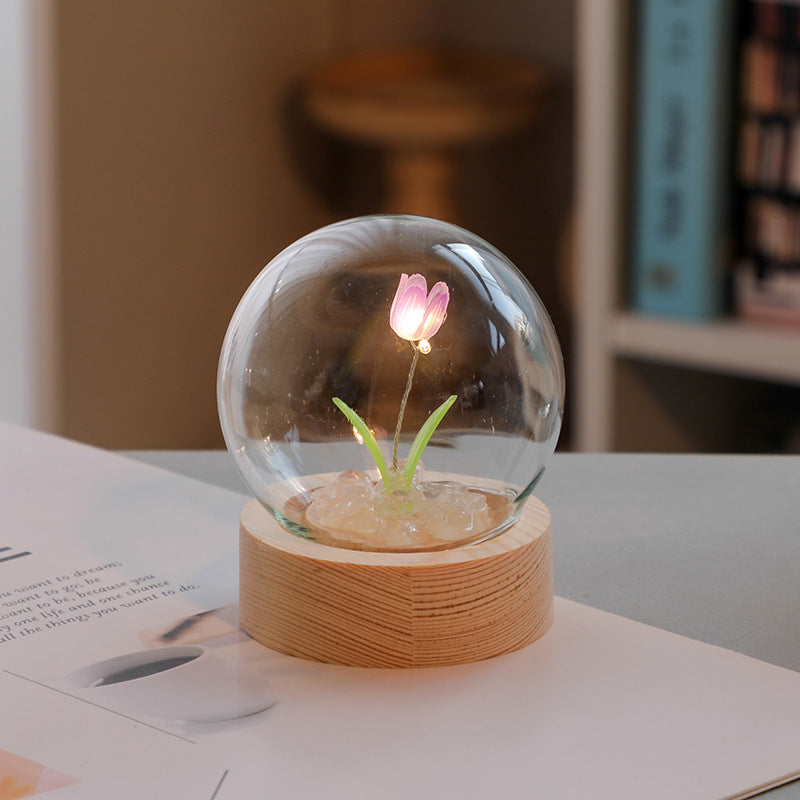DIY Artificial Tulip Night Light – LED Bedside Lamp & Birthday Decor