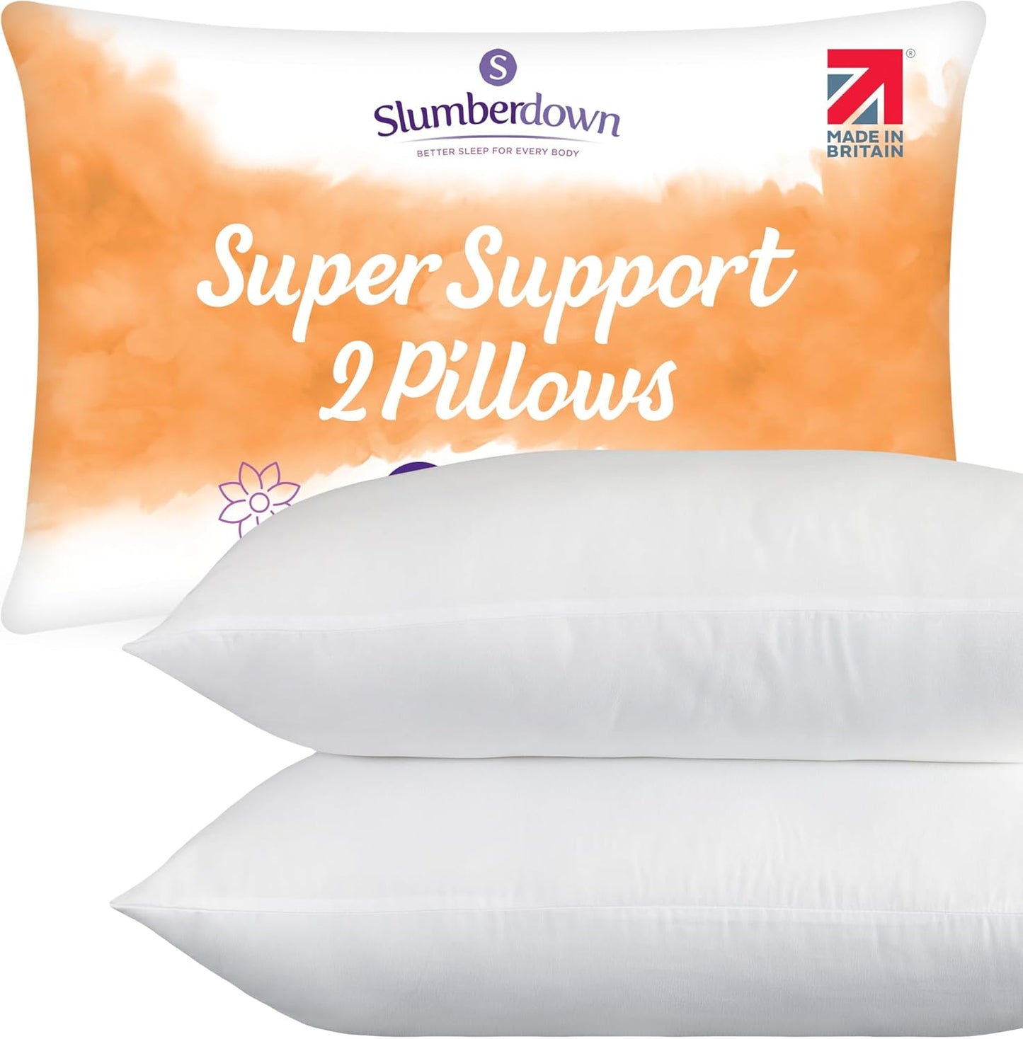 Pillows 4 Pack - Super Support Firm Side Sleeper Bed Pillows for Neck and Shoulder Pain Relief - Comfy & Supportive Pillow, Hypoallergenic, Made in the UK, Standard Size (48Cm X 74Cm)
