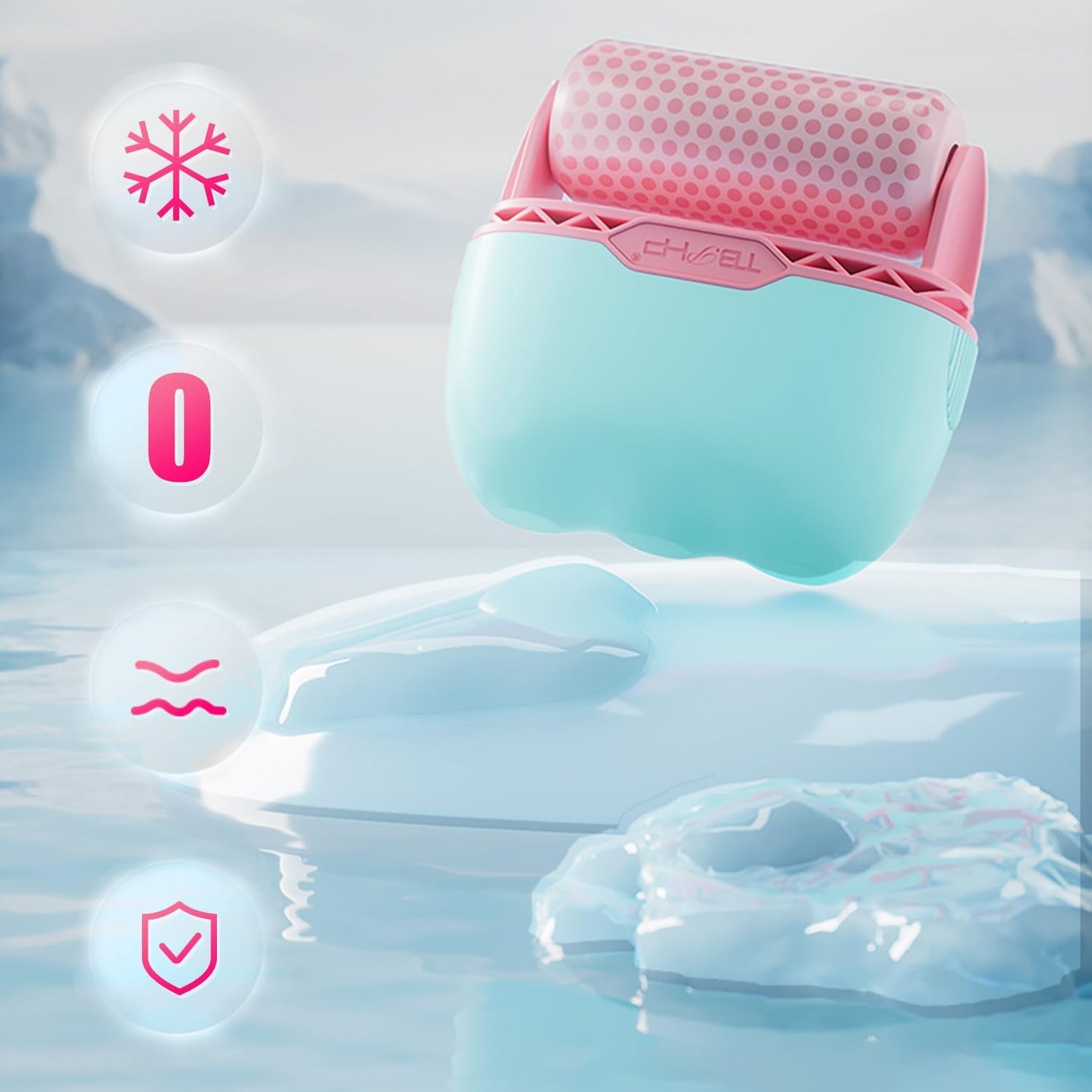 Ice Roller BF01 for Face & Eye with Plastic Cover Massager Face Massage Roller Tools (Pink)