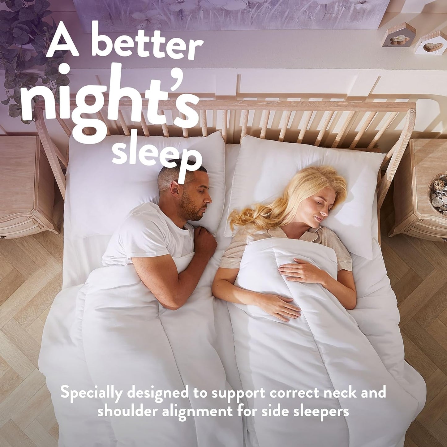 Pillows 4 Pack - Super Support Firm Side Sleeper Bed Pillows for Neck and Shoulder Pain Relief - Comfy & Supportive Pillow, Hypoallergenic, Made in the UK, Standard Size (48Cm X 74Cm)