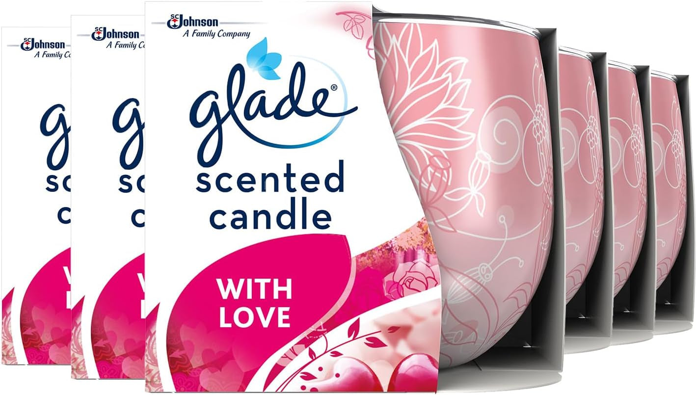 Jar Candle, Scented Candle Infused with Essential Oils, up to 29 Hour Burn Time, I Love You, Pack of 6 (6 X 120G)
