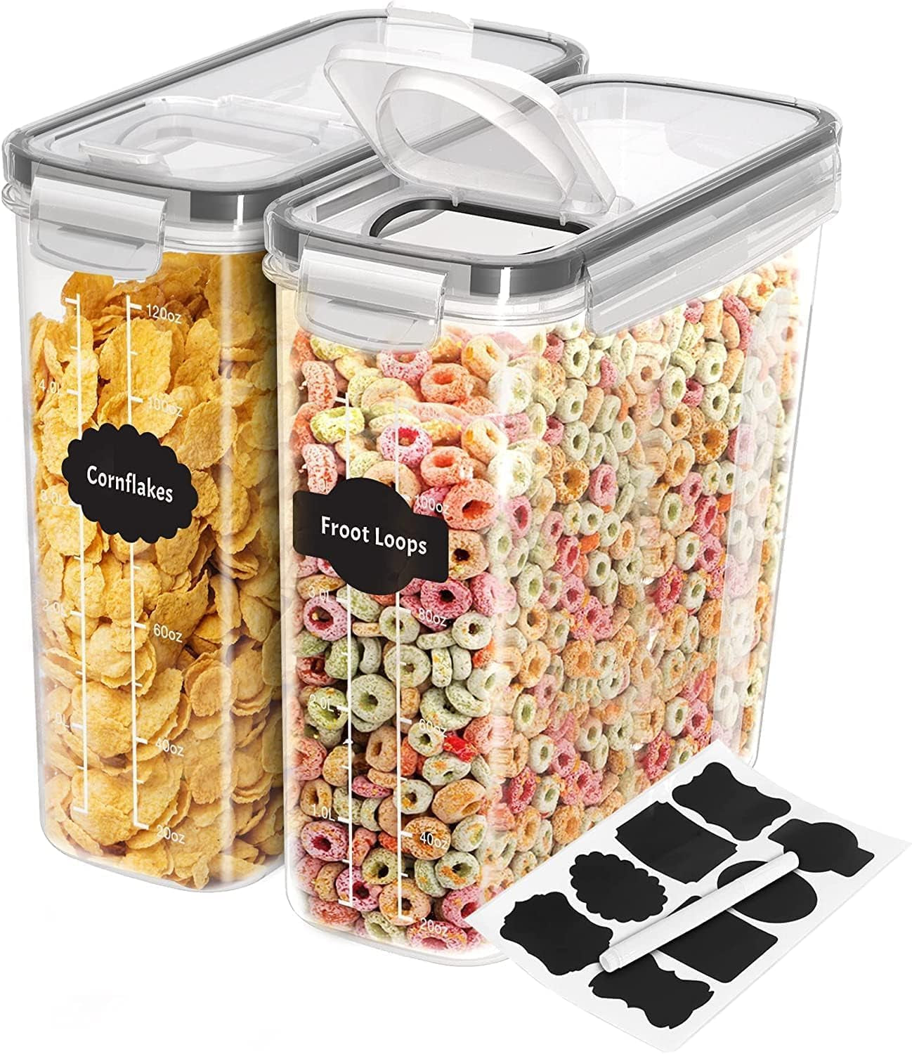 Cereal Storage Container (Set of 3) – BPA Free Plastic – Airtight Kitchen Storage Containers -Dry Food Storage – Cereal Dispenser for Kitchen & Pantry