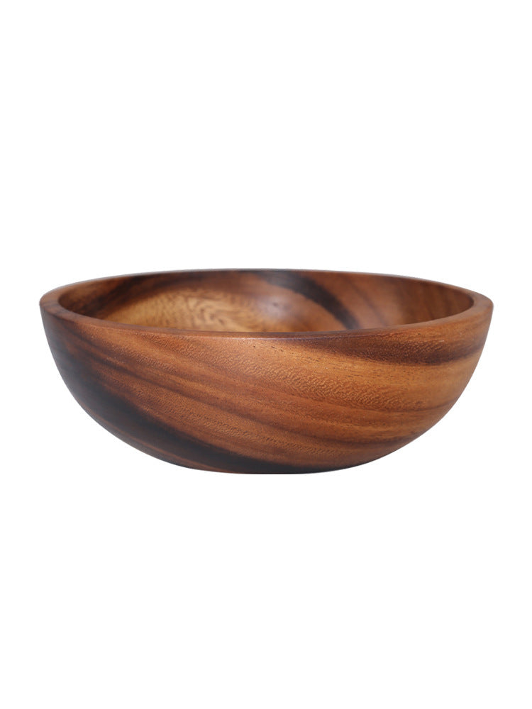Natural Wooden Salad & Fruit Bowl, Durable Kitchen Serving Dish for Home & Restaurant