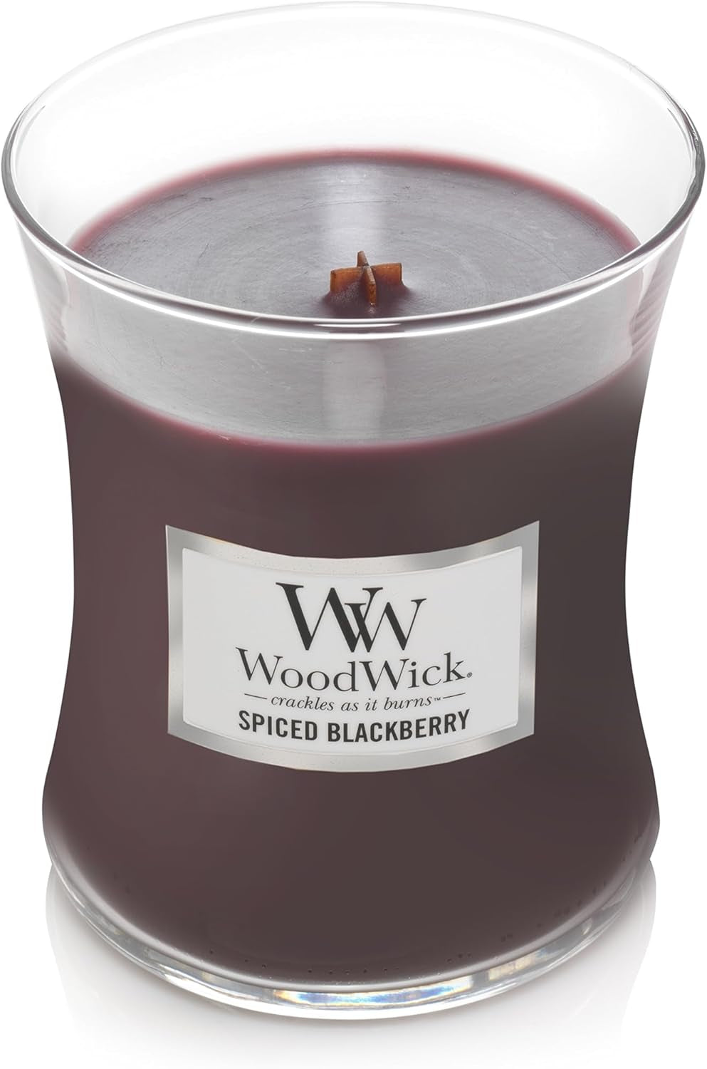 Medium Hourglass Scented Candle , Spiced Blackberry , with Crackling Wick , up to 60 Hours Burn Time