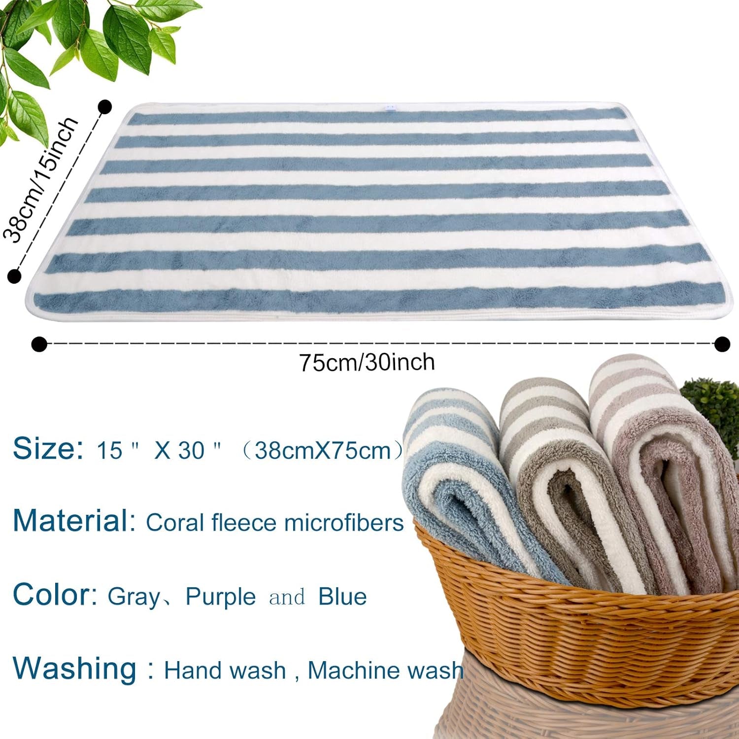 Microfibre Hand Towels for Bathroom, Super Soft & Fluffy Hand Towels, Super Water Absorbent & Quick Dry Towels, 100% Microfibre, 40X76Cm 2 Pcs Blue