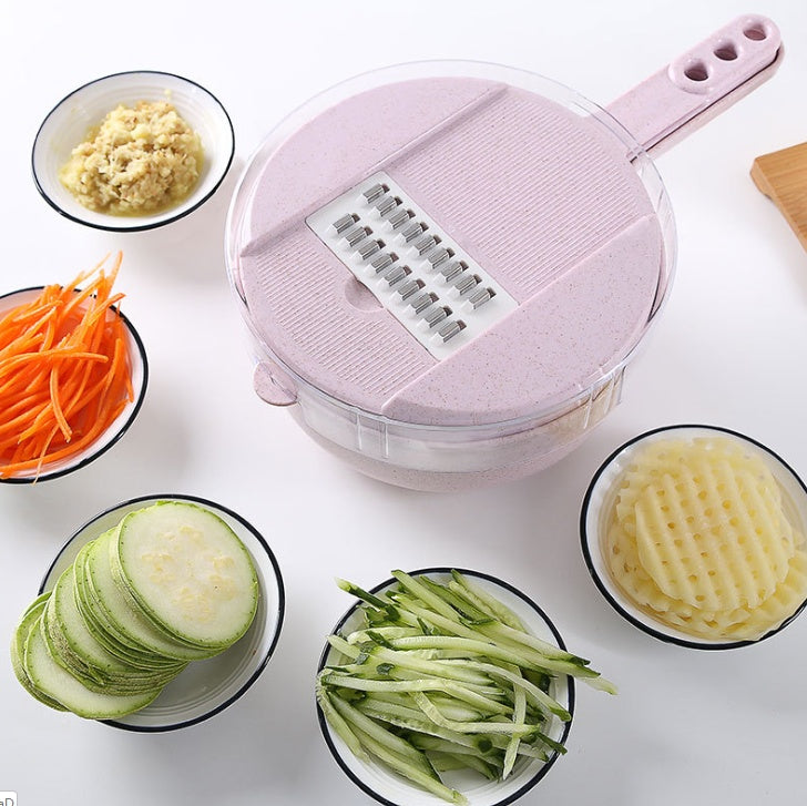 8-in-1 Mandoline Slicer & Grater – Veg Cutter, Peeler, & Strainer