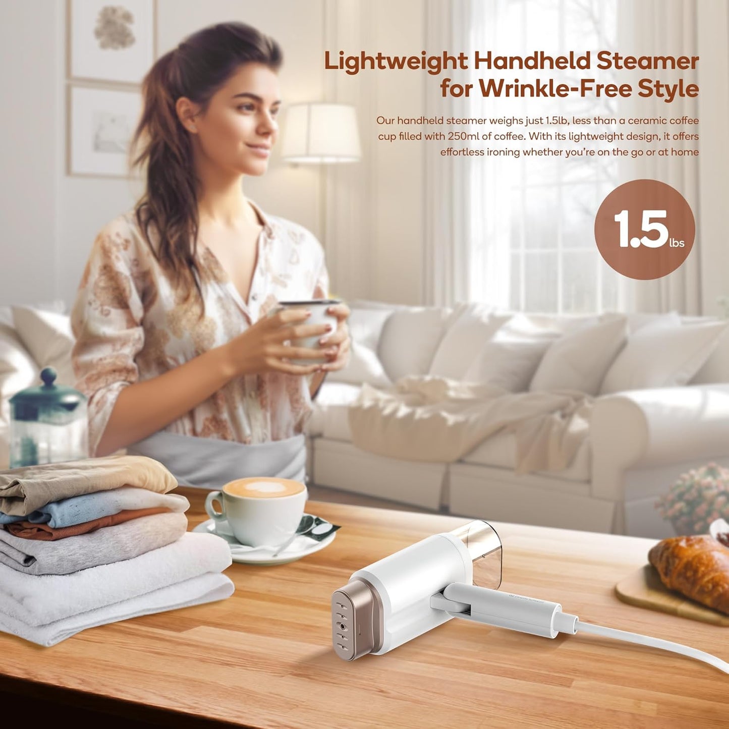 Clothes Steamer, Portable Handheld Steamer for Clothes, 20S Fast Heat Up, 1200W 180Ml Detachable Water Tank, Horizontal & Vertical Steaming for Home & Travel